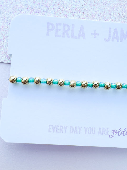 Stella Bracelet in Lined Aqua Blue